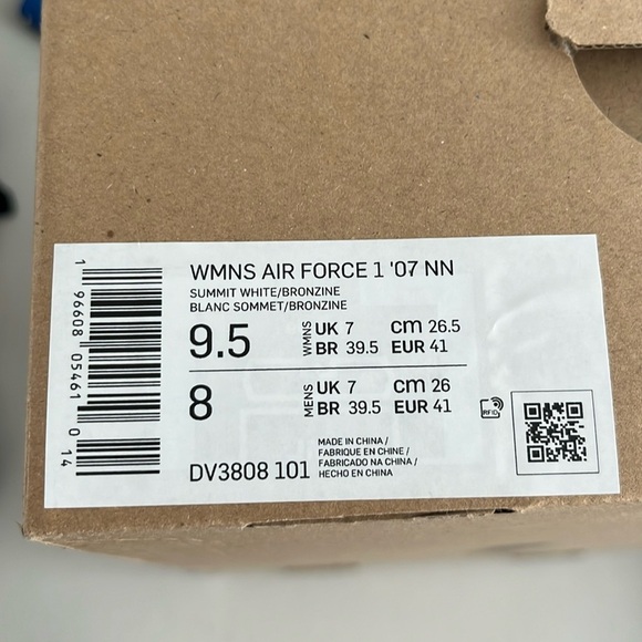 Brand New Nike Air Force 1 ‘07 Next Nature White/Bronzine Size WMS 9.5 - Picture 4 of 11